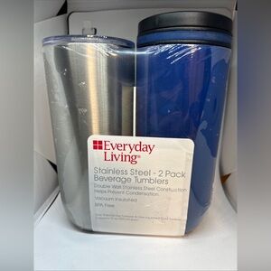 Everyday Living Blue and Silver Stainless Steel Tumblers - 2 Pack